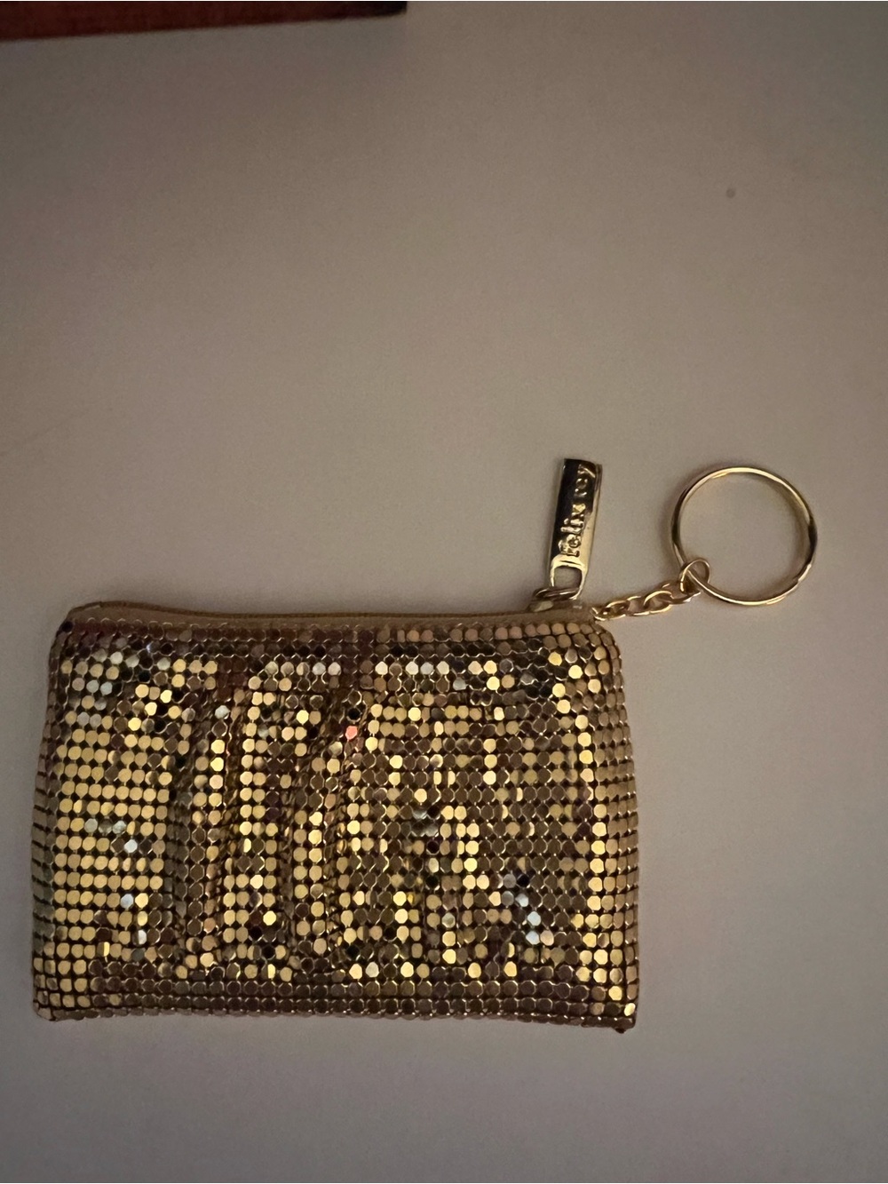 Gold Sequin Wristlet Keychain Clutch